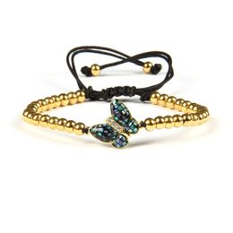 Jewellery Women Bracelet Clear Cz Abalone Shell Butterfly Ethnic Bangles Bracelet With 4mm Stainless Steel Beads279y