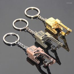 Keychains 12pcs Creative Alloy 3D Three-dimensional Excavator Keychain Pendant Accessory Gift Car Accessories Trendy Charm For Girls