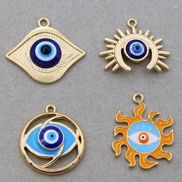 Pendant Necklaces 5pcs Evil Blue Eye Cute Earrings Charms Diy Necklace Designer Phone Gold Color Jewelry Making Supplies Penda