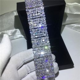Vecalon Luxury Lady Big Bracelet Diamond White gold filled Engagement wedding Bracelet for women Bridal Jewelry256B