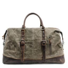Duffel Bags Will Capacity Man Portable Travelling Bag European Waterproof Wax Oil Canvas Messenger Luggage Package Crazy Horse Cowhide 231010