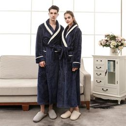 Men's Sleepwear Men Women Winter Extra Long Warm Bathrobe Luxury Thick Flannel Bath Robe Soft Thermal Dressing Gown Sexy Robe297U