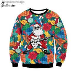 Womens Hoodies Sweatshirts Oversize Sweatshirt for Men Pullovers Santa Claus Graphic Sweatshirts Coupe Tracksuit Ugly Christmas Outfit Vintage StreetwearL2310