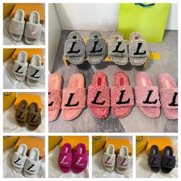 Designer Sandal Wool Fur Slippers Womens Sandals Ladies Fashion Fluffy Fuzzy Flippers Winter Indoor Office Casual Sandales With Box