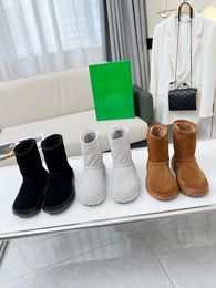 Designer Bo Venetas boot tazz tasman fluffy slipper rick ownes sneaker High Top Shoe Woman Leather Flat-Bottom shoe Couple fur Lining Rubber Sole Size 35-41