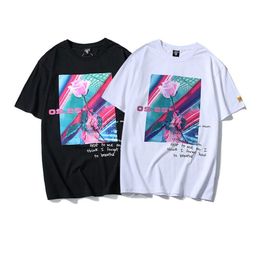 Mens Summer Designer Rose Print T shirts Fashion Streetwear Hip Hop T-Shirts Male Casual Short Sleeve Tops Tees Clothes220Y