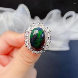 Cluster Rings Luxury 925 Silver Black Opal Ring 10mm 14mm 3ct Natural For Party No Fading 18K Gold Plating Jewelry