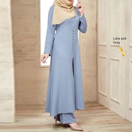 Ethnic Clothing 2023 Spring Women's Solid Colour Collage Muslim Wear Dress Women Robe Mariage Musulmane