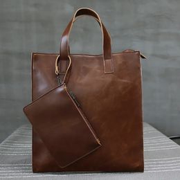 Waist Bags Vinatge Leather Men's Shoulder Bag Large Capacity Men Handbag Fashion Business Briefcase Male Messenger Bolso 231010