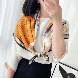 Scarves Cravat Silk Scarf Square Female Imitation High Grade Feeling Temperament Professional Flight Attendant Versatile Thin Print