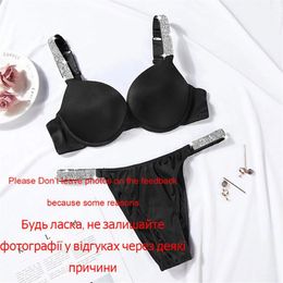 Secrets For Sexy Women Bikini Thong Underwear Women's Panties Adjustable Push Up Bra Set Letter Rhinestone Lingerie Deep 231x