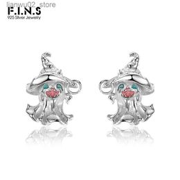 Other Fashion Accessories F.I.N.S Halloween Ghost Series Original S925 Sterling Silver Studs Earrings Retro Old Enamel Small Piercing Ear Fine Jewelry Q231011