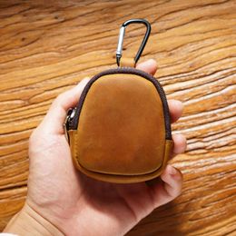 Backpack Vintage Youth Coin Bag Cowhide Small Purse Zipper Bluetooth Headset