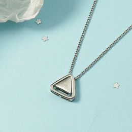 Pendant Necklaces Simple Double Triangle Metal Necklace Elegant Geometric Silver Color Chain For Women Fashion Jewelry Accessories