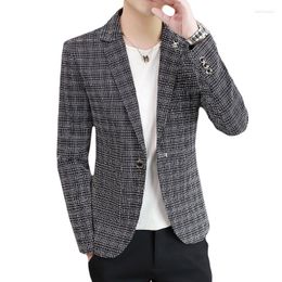 Men's Suits Boutique Four Seasons Fashion Business Plaid Versatile British Style Handsome Slim Casual Trend Youth Dress Small Suit