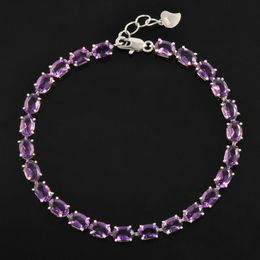 Classic 100% natural amethyst bracelet made by 925 Solid Sterling Silver Vintage crystal bracelet for woman evening party jewelry218i