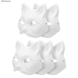 Costume Accessories Masquerade Paper Blank White Halloween Cosplay Cat Diy Forface Paintable Couple Half Animal Mache Party Mardiup CraftL231010L231010
