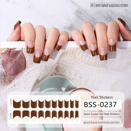 Semi-customized Nail Stickers Solid Colour Strips Waterproof Nail Polish Stickers Adhesive Full Wraps Manicure Decor Stickers for gel Nails