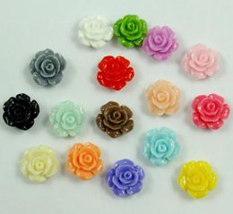 Pendant Necklaces Wholesale 100PCs Various Colours Rose Flower Shape Acrylic Beads Bracelet Necklace Jewery Findings 15mm 100Pcs/Bag NO HOLE