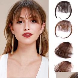 Bangs Bangs Clip In Air Thin Fake Fringes Natural Straigth Synthetic Neat Hair Bang Accessories For Girls Invisible 4 Colours Hair Prod Dh4Hl