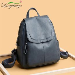 School Bag Large Capacity Backpack Purses High Quality Leather Female Vintage Bags Travel Bagpack Ladies Bookbag Rucksack 231011