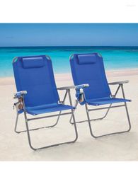 Camp Furniture 2-Pack Mainstays Reclining 4-Position Oversize Beach Chair Blue