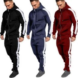 Mens Tracksuits Sports Suit Men Warm Sweat Suits Set Color Matching Sportswear large size sweatsuit male S-3XL276k