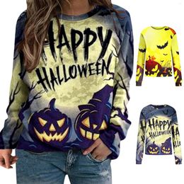 Women's Hoodies Round Neck Long Sleeve Halloween Printed Hoodie Sweatshirt Fleece Pullover Casual Top Zip