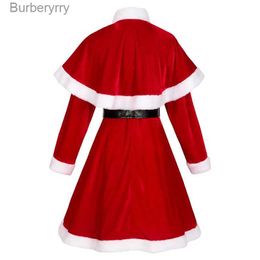 Theme Costume Christmas Party Adult Women Cosplay Dress Cape Shls Santa Come Red Velvet Cute XMas New Year Party Dress Christmas OutfitL231010