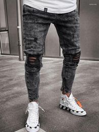 Men's Jeans Skinny Pencil Pants Washed Ripped Fashion Retro Casual Denim Trousers Jogging Hip Hop Street Wear Jean Men