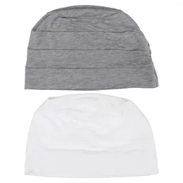 Berets 2Pcs Cotton Sleep Night Caps Head Cover For Sleeping Or Patients