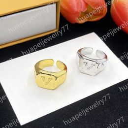 Fashion Gold Ring for Women Men Designer Rings Letter Engraved Silver Stainless Steel Ring Luxury Jewelry Lover Rings Adjustable Size