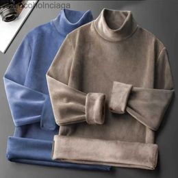 Men's Thermal Underwear Men Thermal Underwear Tops Fleece Thickened T-Shirt Slim Bottom Warm Clothes Autumn Winter Thermo Pullover Long Sleeve Base TeeL231011