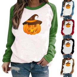 Women's Hoodies Crew Neck Sweatshirt With Long Sleeves Halloween Pumpkin Christmas Pullover Women Colour Top Distressed Plain