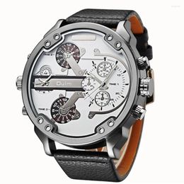 Wristwatches Famous Designer Mens Watches Top Quartz-Watch Oulm Leather Strap Big Face Quartz Clock Relogio Masculino