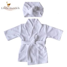 Pyjamas born Baby Boy Girl Robe Set 100% Cotton Towelling Terry Infant Bathrobe Hooded Sleeprobe With Headwear Home Suit 9M-2Y 231006