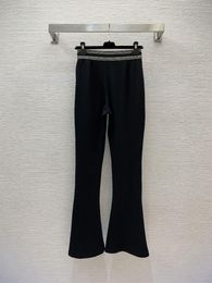 Women's Pants 2023 Early Autumn Elastic Waist Ribbon Letter Zipper Split Girls' Flare