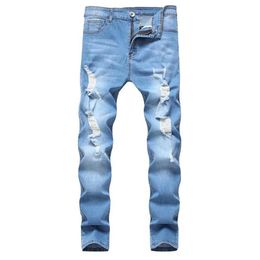 Men's Jeans Sweatpants Sexy Hole Pants Casual Male Ripped Skinny Trousers Slim Biker Outwears234b