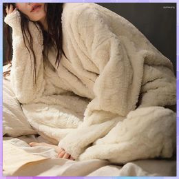 Home Clothing Thick Women Pyjamas Sets Autumn Winter Warm Sleepwear Coral Velvet Long Sleeve Pajama Solid Suit Women's Clothes Female