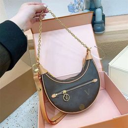 totes loop bag marel croissant bags embossing shoulder hobo designer purse cosmetic half-moon baguette underarm handbag genuine leather crossbody chain luxury