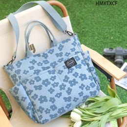 Evening Bags Flower Jacquard Tote Bag Large Capacity Crossbody Women's Nylon Satchel Purse For Outdoor Travel 231010