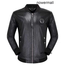 for Plein Philipps pp slim European Style black brand leather skulls men pu jacket jacket brand luxury men pu Outerwear Coats black men 211018 706C