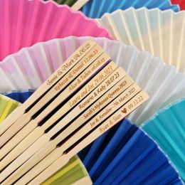 Customised Personalised Folding Fan Wedding Dance Party Home Decoration Gift Chinese Style Craft Bamboo Silk Custom Hand Fan 1011