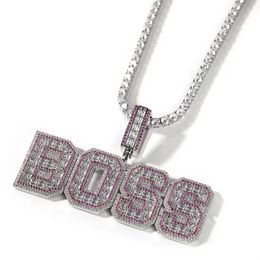 Charms Edge Colour Zircon Middle White Custom Letter Name Pendants Necklaces for Hip Hop Bling Iced Out Men Rapper Jewellery 231010