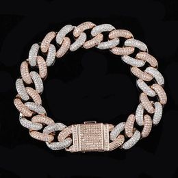 Designer Bracelet Hip Hop Jewellery Iced Out Cuban Link Chain Mens Bracelets Bling Diamond Tennis Love Bangle Snap Button Jewlery Go2657