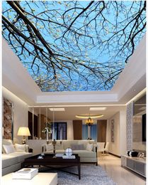 Wallpapers Blue Flowers Living Room Bedroom Ceilings Wallpaper Murals 3d Mural Ceiling