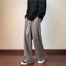 Men's Pants Spring All Season Casual Soft Solid Men Cool Boys Drawstring Waist Long Wide-legged Floor-length Straight-legged Pleated