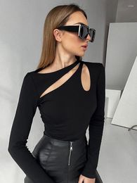 Women's T Shirts Skew Collar For Women Y2k Clothes Long Sleeve Roupas Femininas Estilosas Hollow Out Sexy Crop Tops Casual Streetwear