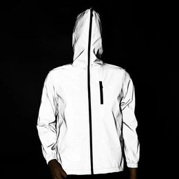 Men's Jackets jackets motorcycle Reflective jacket men women Child Streetwear Noctilucent jacket waterproof hooded hiphop night shiny coats 231011