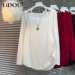 Women's T Shirts 2023 Spring Autumn Solid Colour Fashion Long Sleeve T-Shirts Women Casual Oversize Elegant All-match Comfortable Pullovers